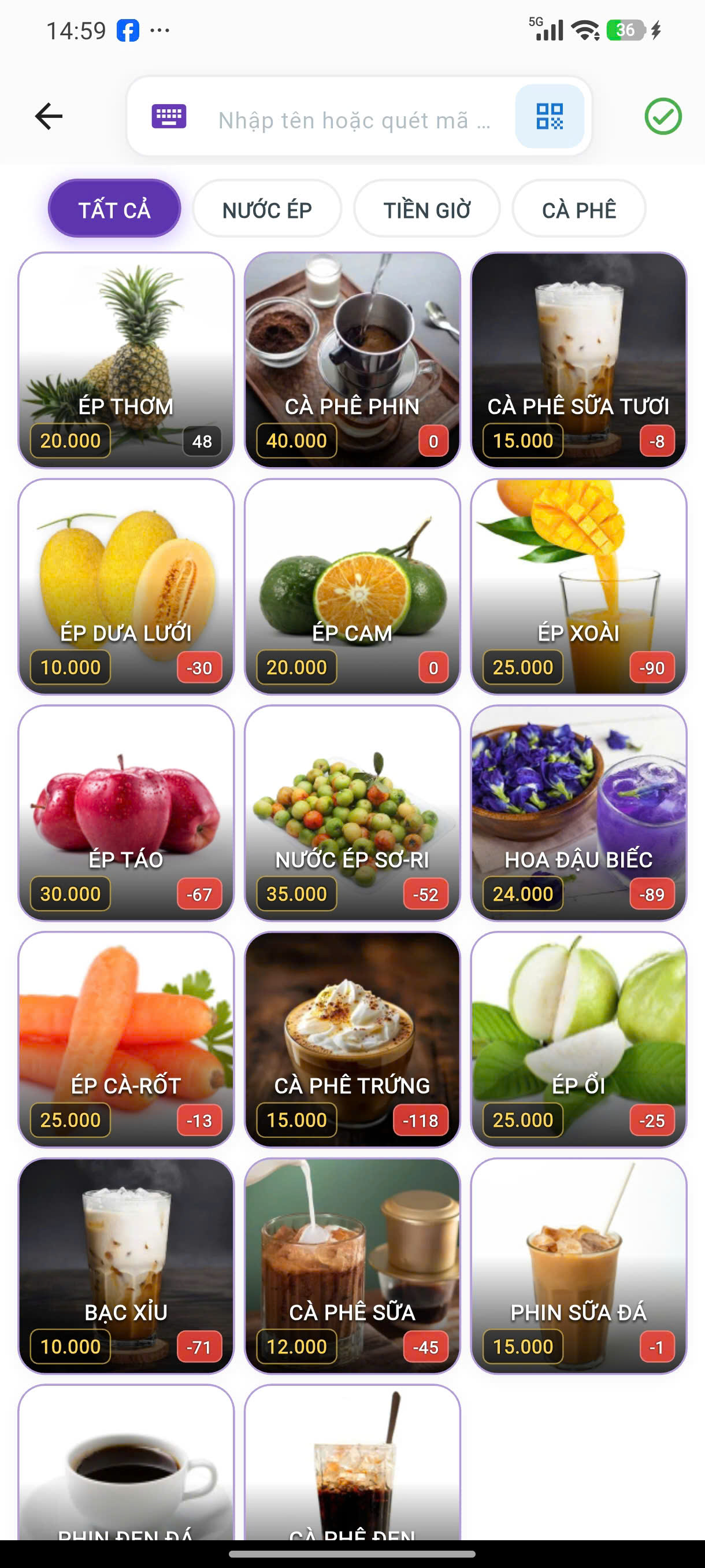 Giao diện Bán Hàng & Order CANPOS Mobile
